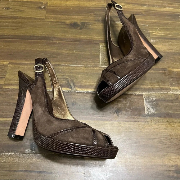 Cole Haan Suede/Lizard Tonia Pump Heels - Picture 1 of 10